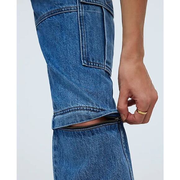Madewell Baggy Cargo Jeans Baggy Zip-Off Edition Thetford Wash NWT Size 26 - Picture 4 of 13